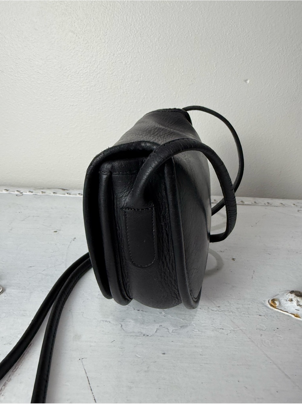 Coach Vintage Mini Bag Black Leather Brass Turnlock Crossbody - Picture 8 of 9